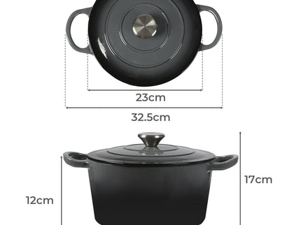 TOQUE 4L Enamel Dutch Oven Pot in Black Colour-1864184348161478658