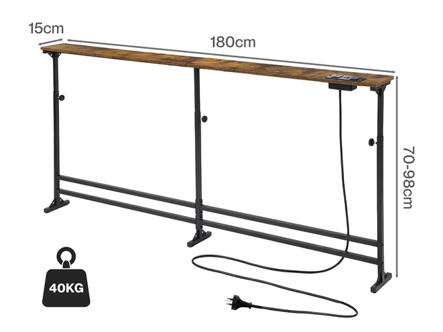 Levede Narrow Console Table Adjustable Behind Couch Side Power Ports Entryway-2050059017098760194