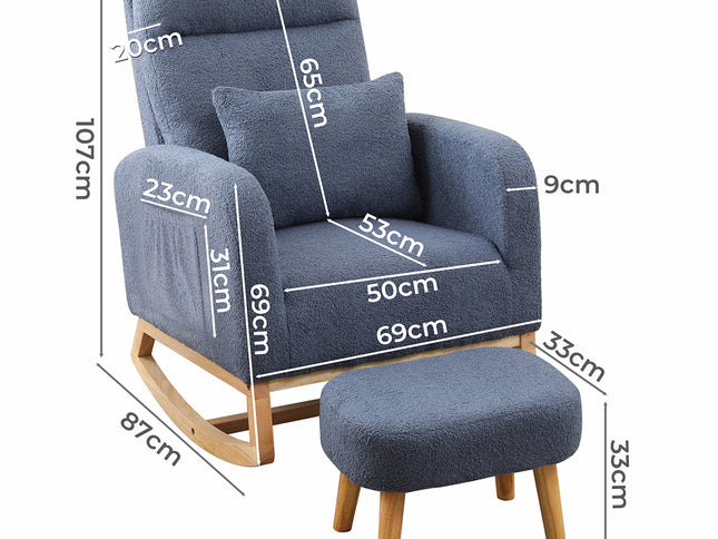 Levede Rocking Chair Ottoman Footrest With Side Pocket-1973193518579060738