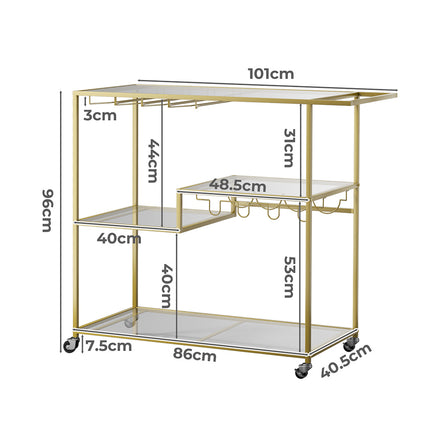Levede Bar Cart Gold Drinks Serving Trolley 4 Tier-1973193806790660098