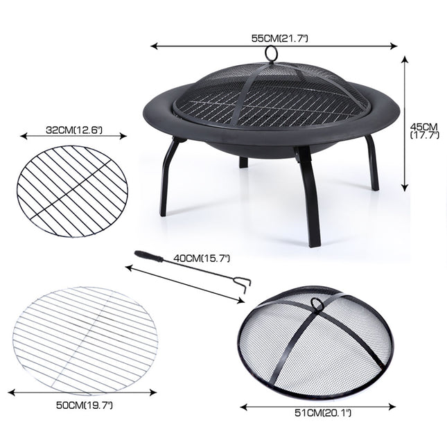 22" Outdoor Fire Pit BBQ Grill Fireplace Small-1973193619863113730