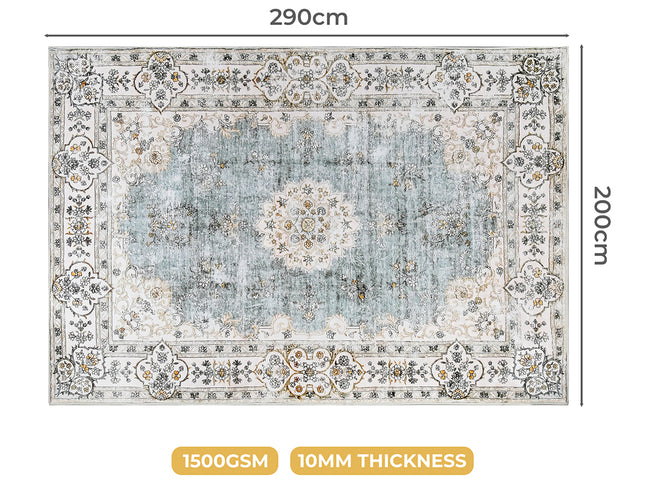 Marlow Floor Rug Short Pile Washable Vintage Carpet Soft Plush Non Slip 200x290-1973193450413232130