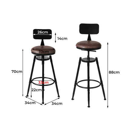 Levede 2x Bar Stool Kitchen Wooden PU-1975420483247673346