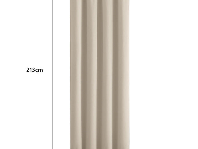 2x Blockout Curtains Panels 3 Layers Beige CD1003-132X213-GR-1942353378084524034