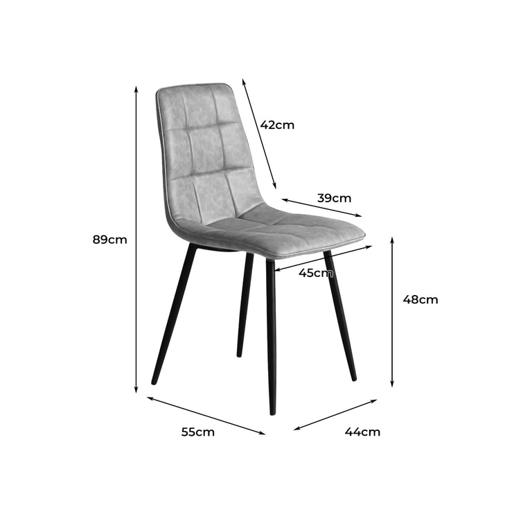 Levede 4x Dining Chairs Kitchen Chair Grey Faux Leather-1973194074773131266