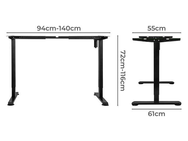 Levede Motorised Standing Desk Frame Black Single Motor-1975420504428908546