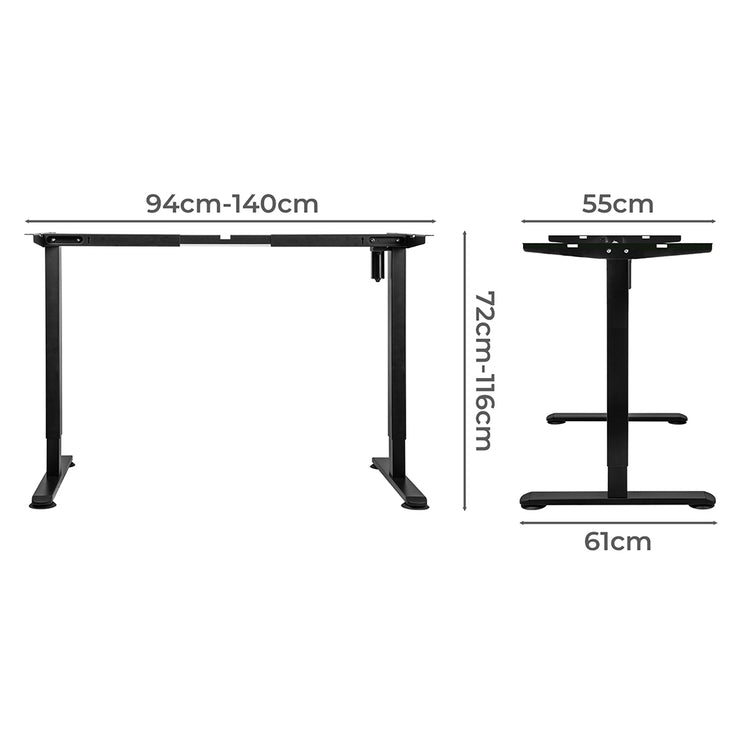 Levede Motorised Standing Desk Frame Black Single Motor-1975420504428908546