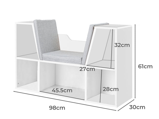 Levede Kids Bookcase Toys Box Shelf White-1975420408001859586