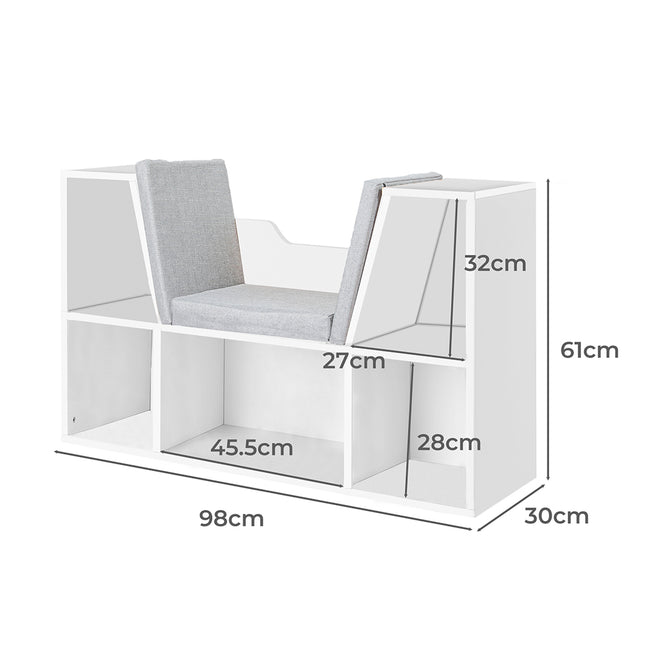 Levede Kids Bookcase Toys Box Shelf White-1975420408001859586