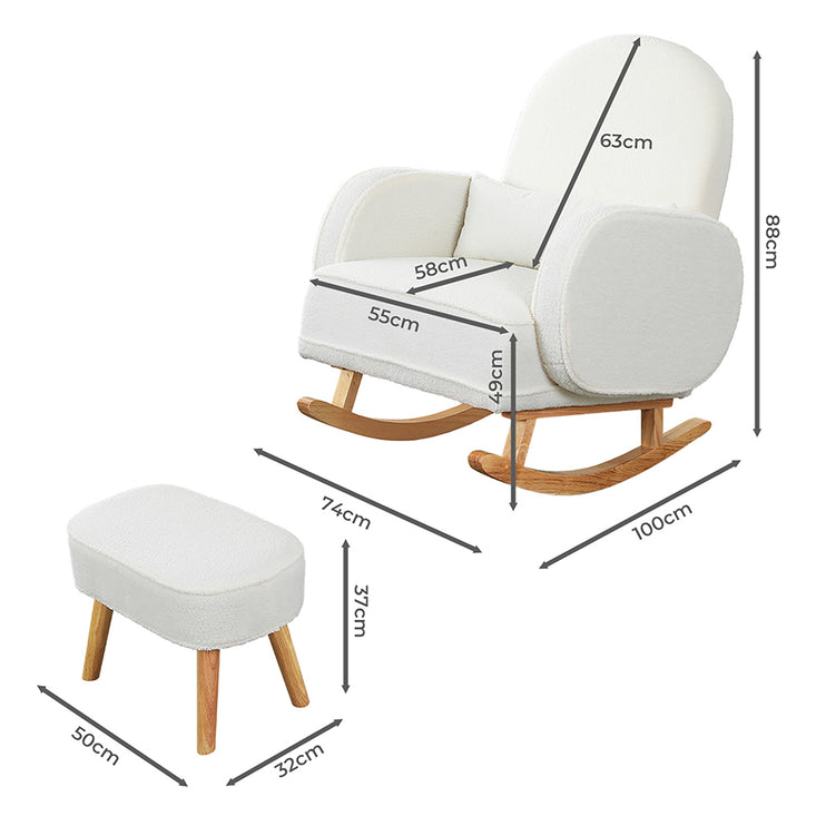 Levede Fleece Rocking Chair with footstool-1975420386942259202
