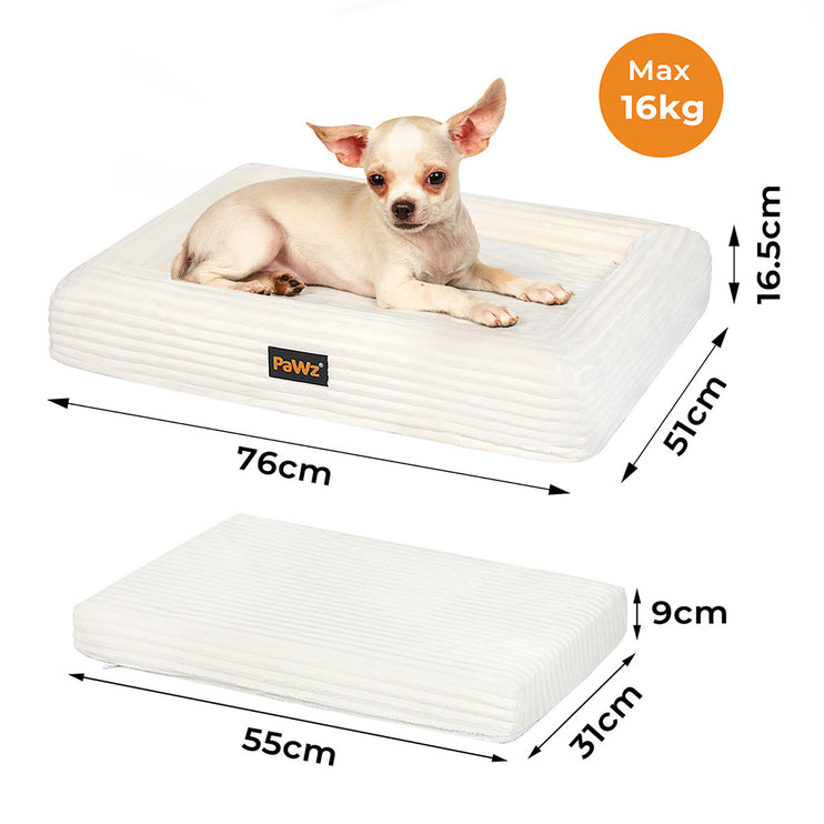 Pawz M Size Orthopedic Dog Bed with Corduroy Removable Cover Waterproof Washable Beige-1975420347603881986