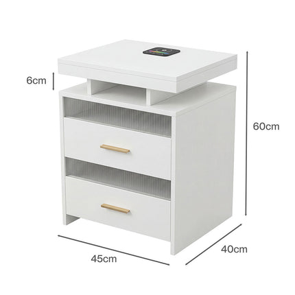 Levede Smart Bedside Table RGB Motion Sensor Charging Nightstand Bedroom Modern-2050056780293214210