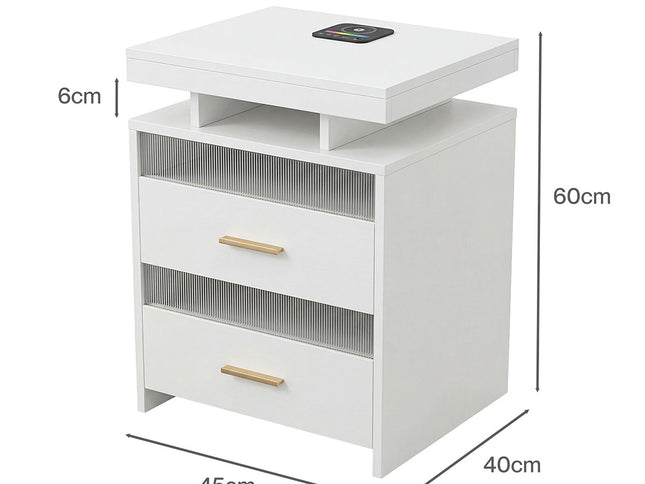 Levede Smart Bedside Table RGB Motion Sensor Charging Nightstand Bedroom Modern-2050056780293214210