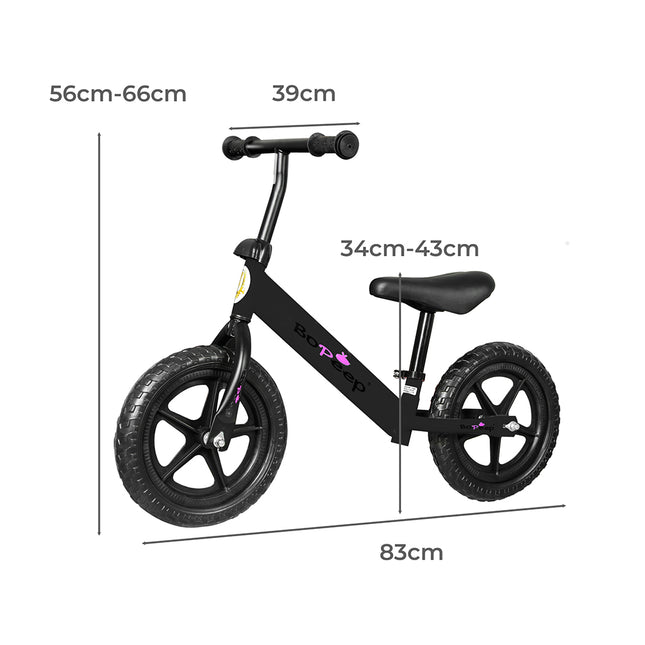 BoPeep Kids Balance Bike Ride On Toys Black-1973193920384995330