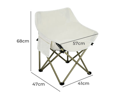 Levede Folding Camping Moon Chair Lightweight Beige-1864184458320678914