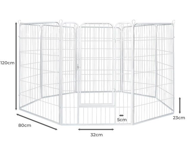 PaWz 8 Panel 48'' Pet Dog Playpen Puppy White 4kg chicken-1973193828466823170