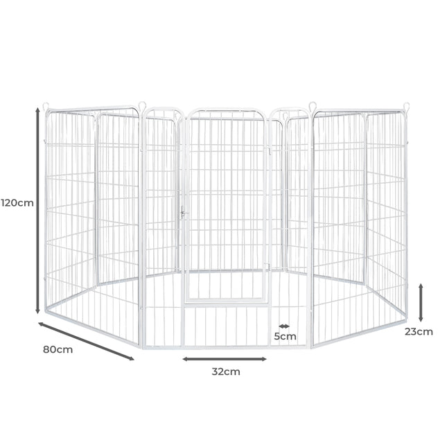 PaWz 8 Panel 48'' Pet Dog Playpen Puppy White 4kg chicken-1973193828466823170