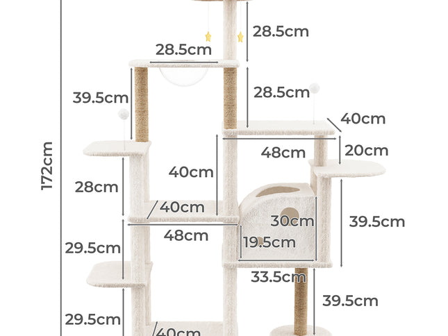 Pawz Cat Tree Tower Large Scratcher Condo House 172cm-2029387208330448898