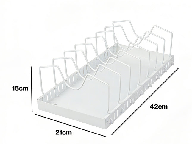 Toque Pots and Pans Organiser Saucepan Holder Storage Pull Out Rack Holder White-2065254301424553986