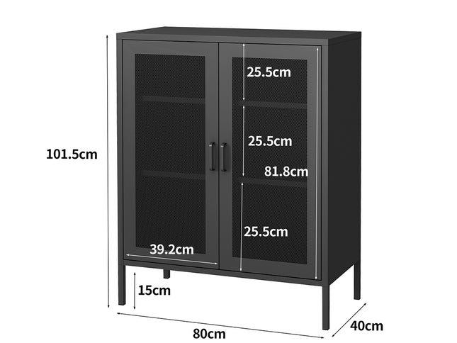 Levede Storage Cabinet Steel Kitchen Black-1973194076119502850