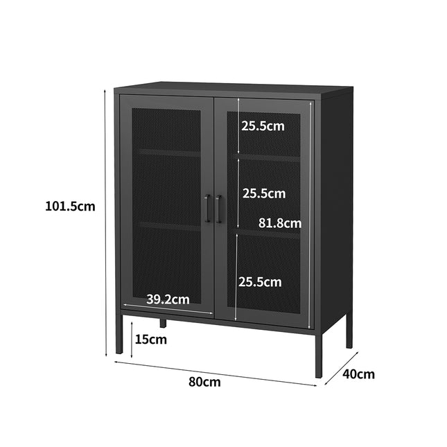 Levede Storage Cabinet Steel Kitchen Black-1973194076119502850