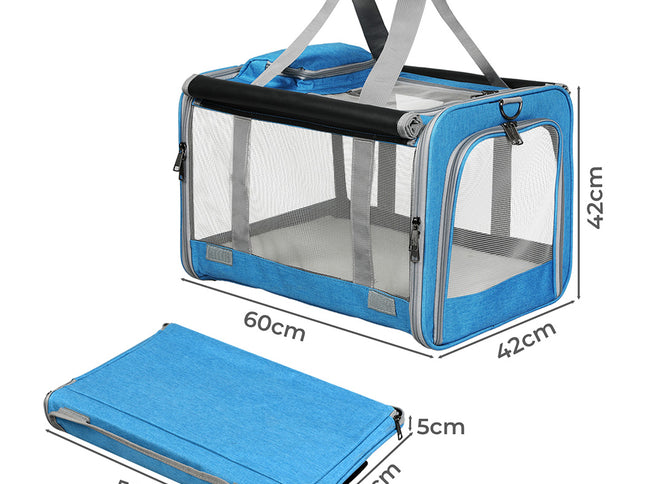 Pawz 3 in 1 Pet Soft Crate Dog Cat Carrier L Size Blue-1973193524660801538
