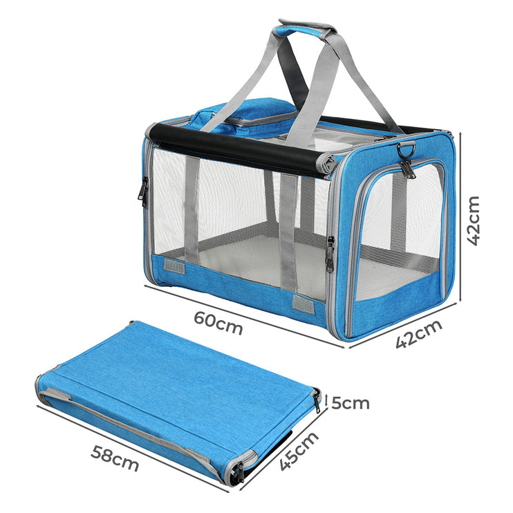 Pawz 3 in 1 Pet Soft Crate Dog Cat Carrier L Size Blue-1973193524660801538