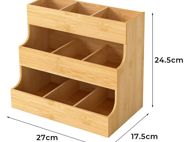 Toque Vertical Bamboo Tea Organizer Holds 180 Tea Bags-1973193601324290050