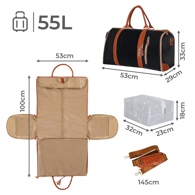 Slimbridge Garment Bags 2 in 1 Hanging Suit Bag Black-1954802452280774658
