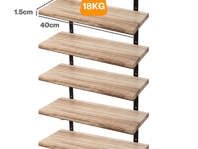 Levede Floating Wall Shelves 5Pcs Wood Wall Mounted Rustic Display Rack Bedroom-2050059023742537730