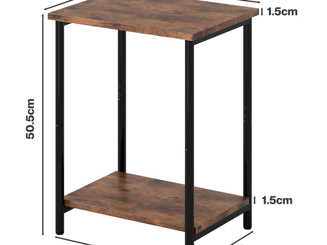 Levede Side Table 2-Tier Industrial Vintage End Table Storage Shelf Nightstand-2050059016343785474