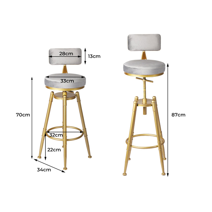 Levede 1x Bar Stools Kitchen Stool Chair Grey-1975420483860041730