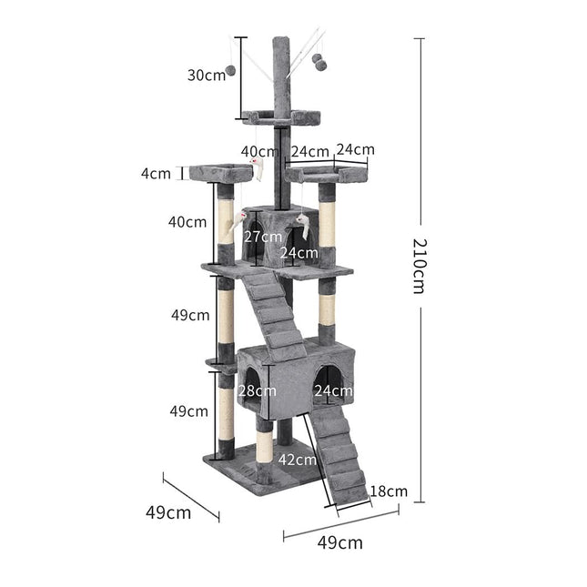 PaWz Cat Tree Scratching Post Scratcher Grey-1954802766077628418