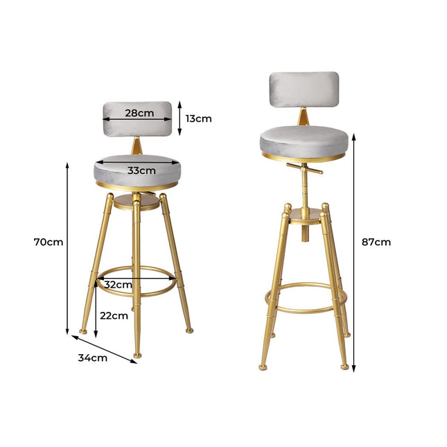 Levede 1x Bar Stools Kitchen Stool Chair Grey-1954802951079989250