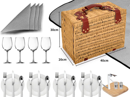 4 Person Picnic Basket Baskets Set Outdoor-1864183149366480898