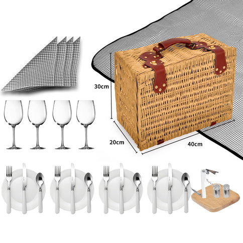 4 Person Picnic Basket Baskets Set Outdoor-1864183149366480898