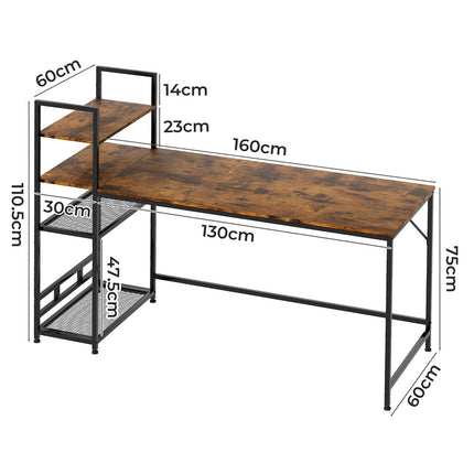 Levede Computer Desk Study Home Table with 4-Tier Shelf-2011971109058121730