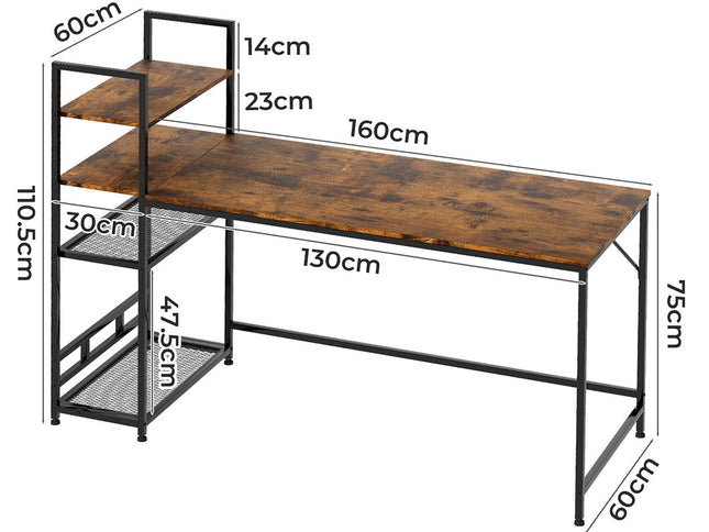Levede Computer Desk Study Home Table with 4-Tier Shelf-2011971109058121730