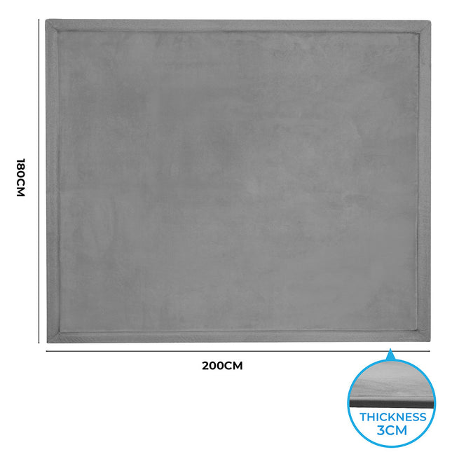 Marlow Coral Velvet Area Rugs Large Mat 180x200cm Grey-1973193521447964674