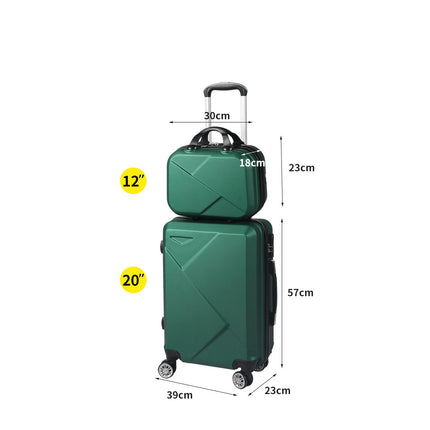 Slimbridge 2pcs 20"Travel Luggage Set Green-1864184361084129282