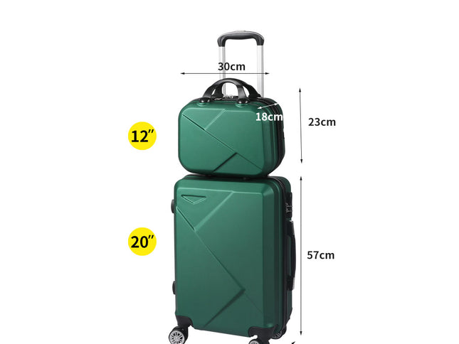 Slimbridge 2pcs 20"Travel Luggage Set Green-1864184361084129282