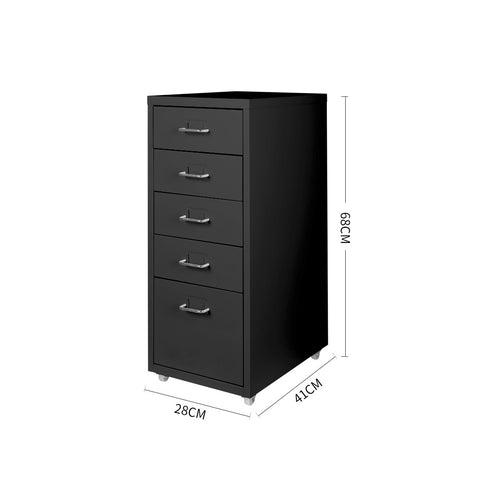 Levede 5 Drawer Office Cabinet Drawers Black-1917016720648835074