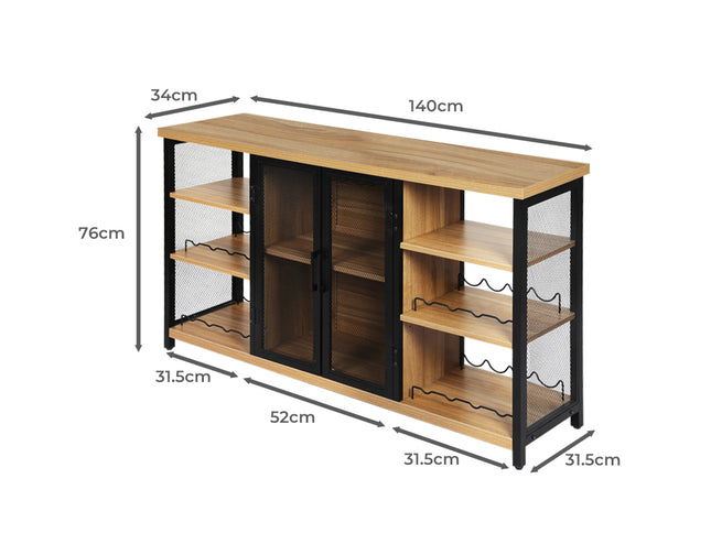 Levede Bar Cabinet Buffet Sideboard Oak-1942353402042388482