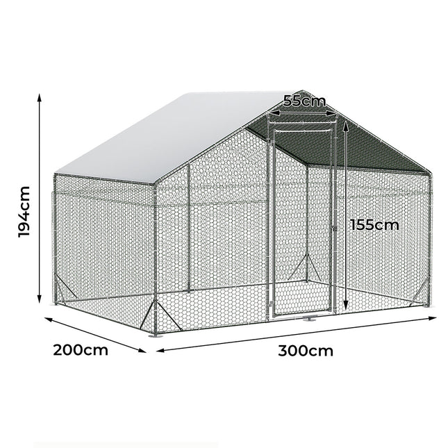 Pawz 200x300x194cm Large Metal Walk-in Chicken Coop Cage-1973193526204305410
