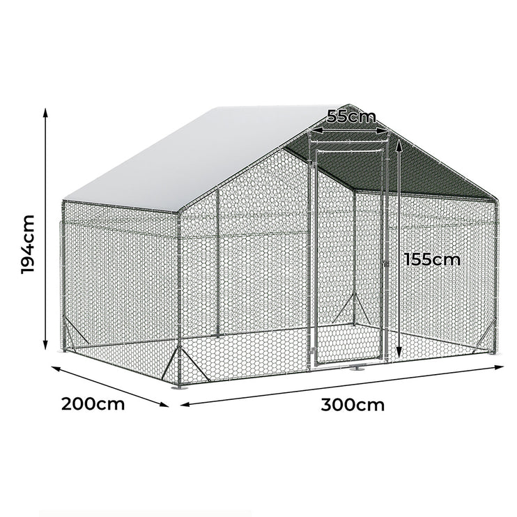 Pawz 200x300x194cm Large Metal Walk-in Chicken Coop Cage-1973193526204305410