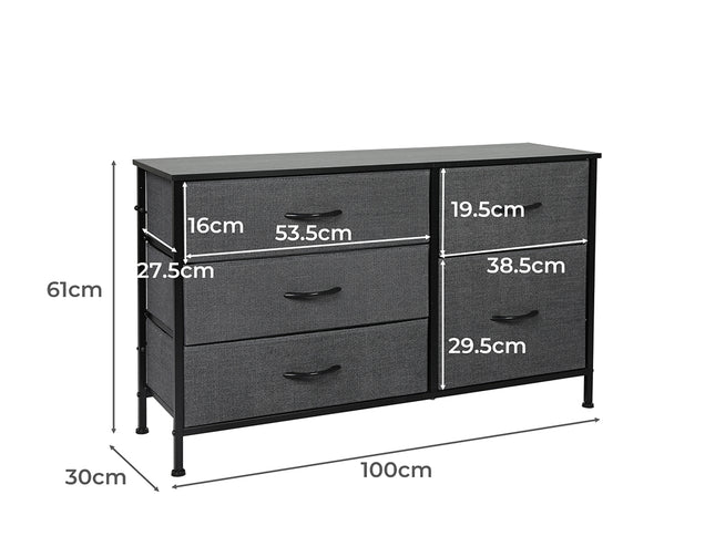 Levede Storage Cabinet Tower Chest Dark Grey-1942353407536926722