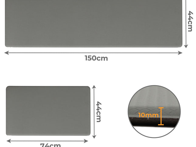 Marlow Kitchen Rug 2PCS Non Slip Anti Fatigue Mat Grey-1910112283300859906