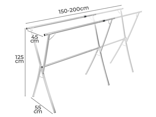 Levede Adjustable Clothes Drying Airer Foldable 150-200cm-1973193572530393090