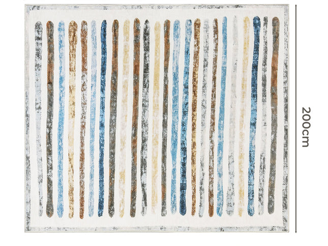 Marlow Floor Rug Short Pile Washable Carpet Soft Plush Non Slip Stripe 200x230-1973193449490485250