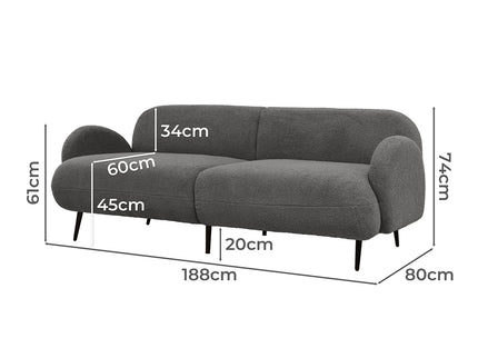 Levede Cloud Sofa 3 Seater Sherpa Fleece Beige-1910112207107133442